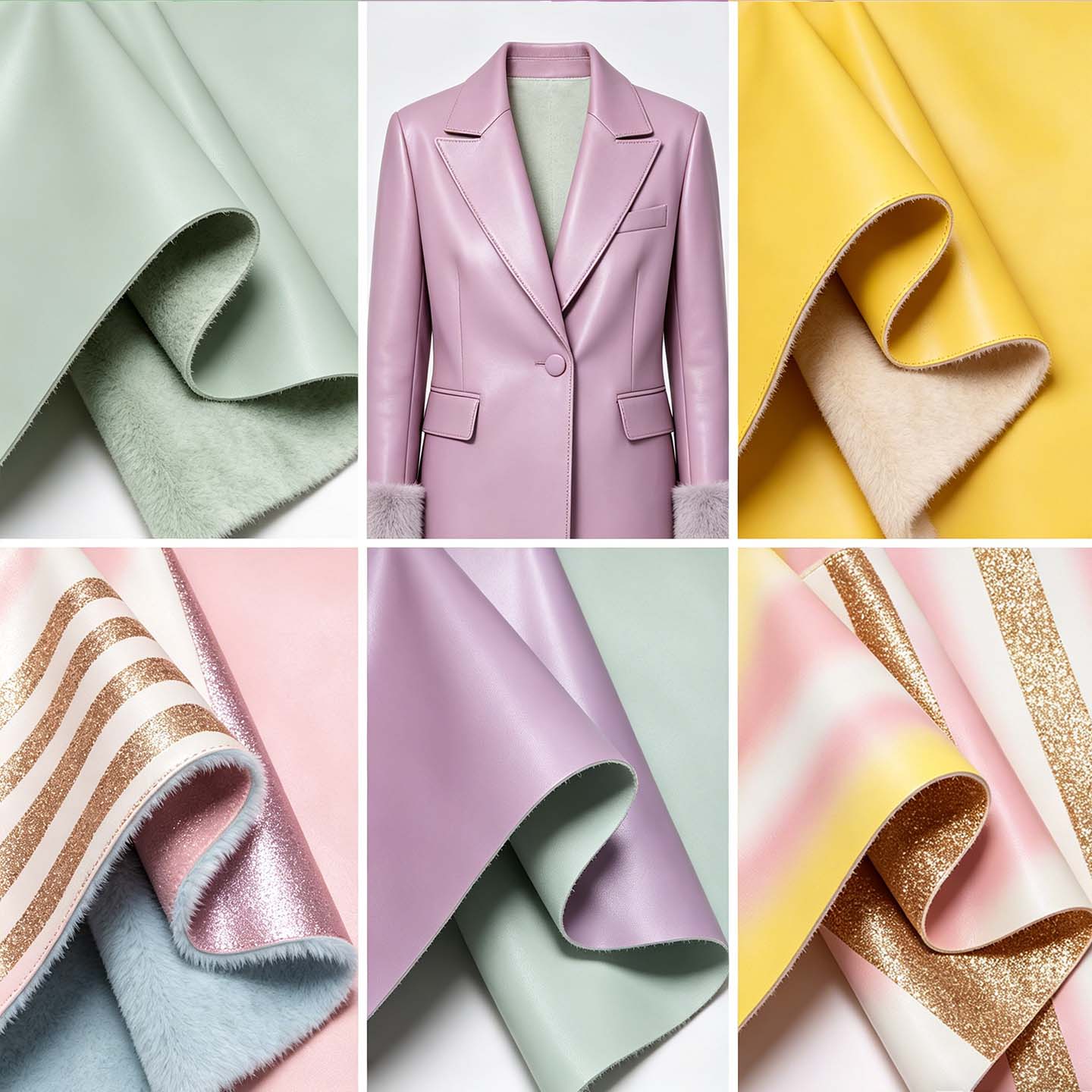 Couro PU ultramacio com aparência de pele de cordeiro para roupas modernas ou vestido e saia justa