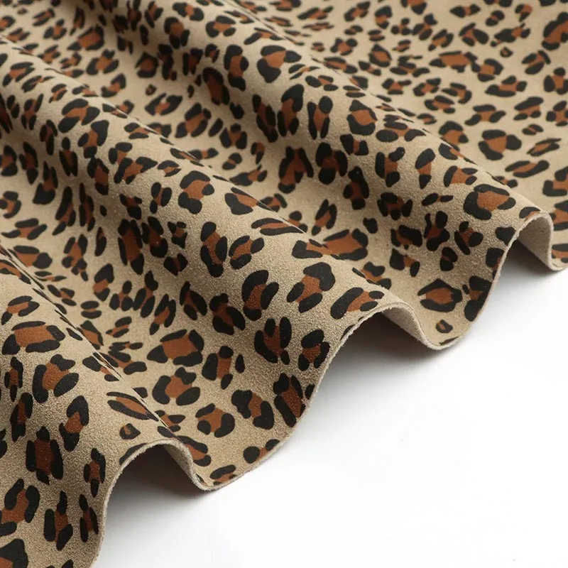Couro de microfibra camurça dupla face estampado leopardo