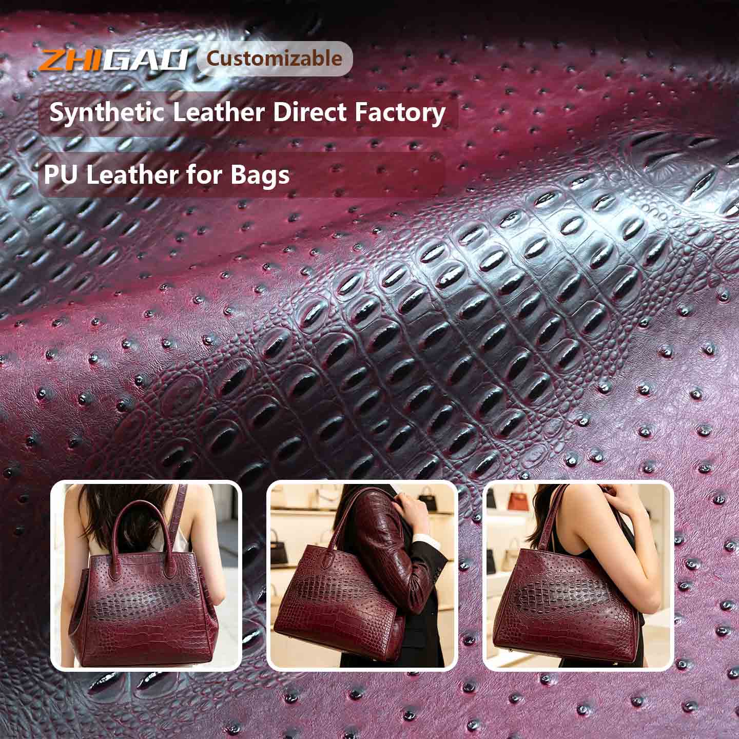 Material de couro falso de avestruz premium Material de couro falso de avestruz premium