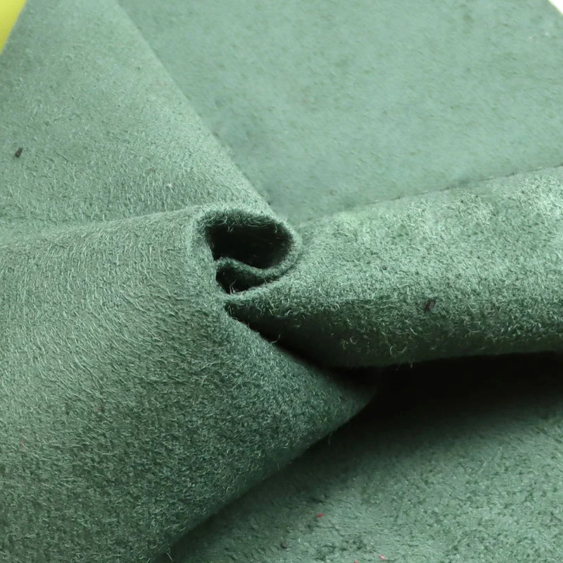 Tecido para roupas de couro sintético PU com suporte de camurça da mesma cor
